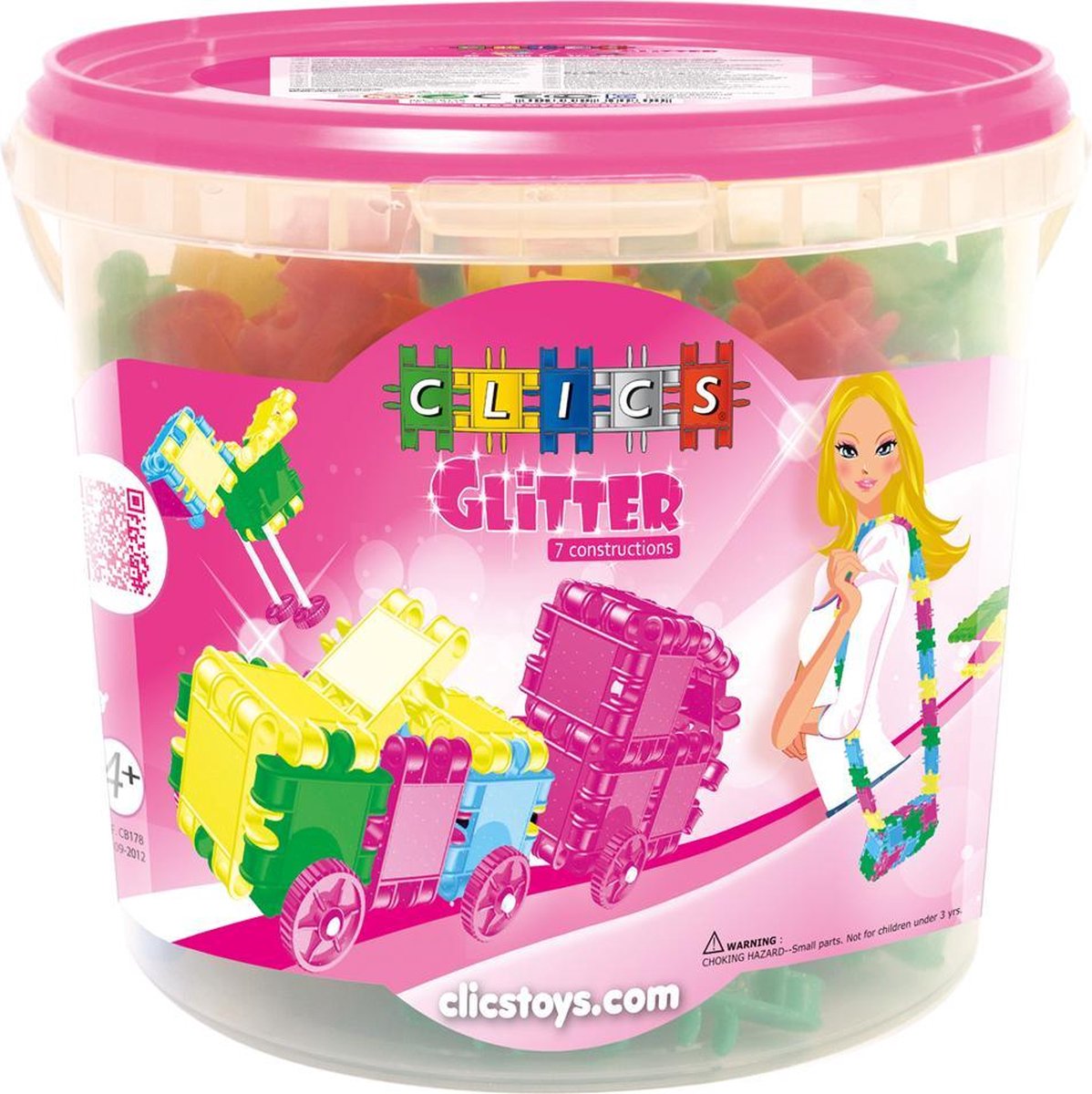 Clics Glitter Emmer 7 in 1 - Constructie blokken