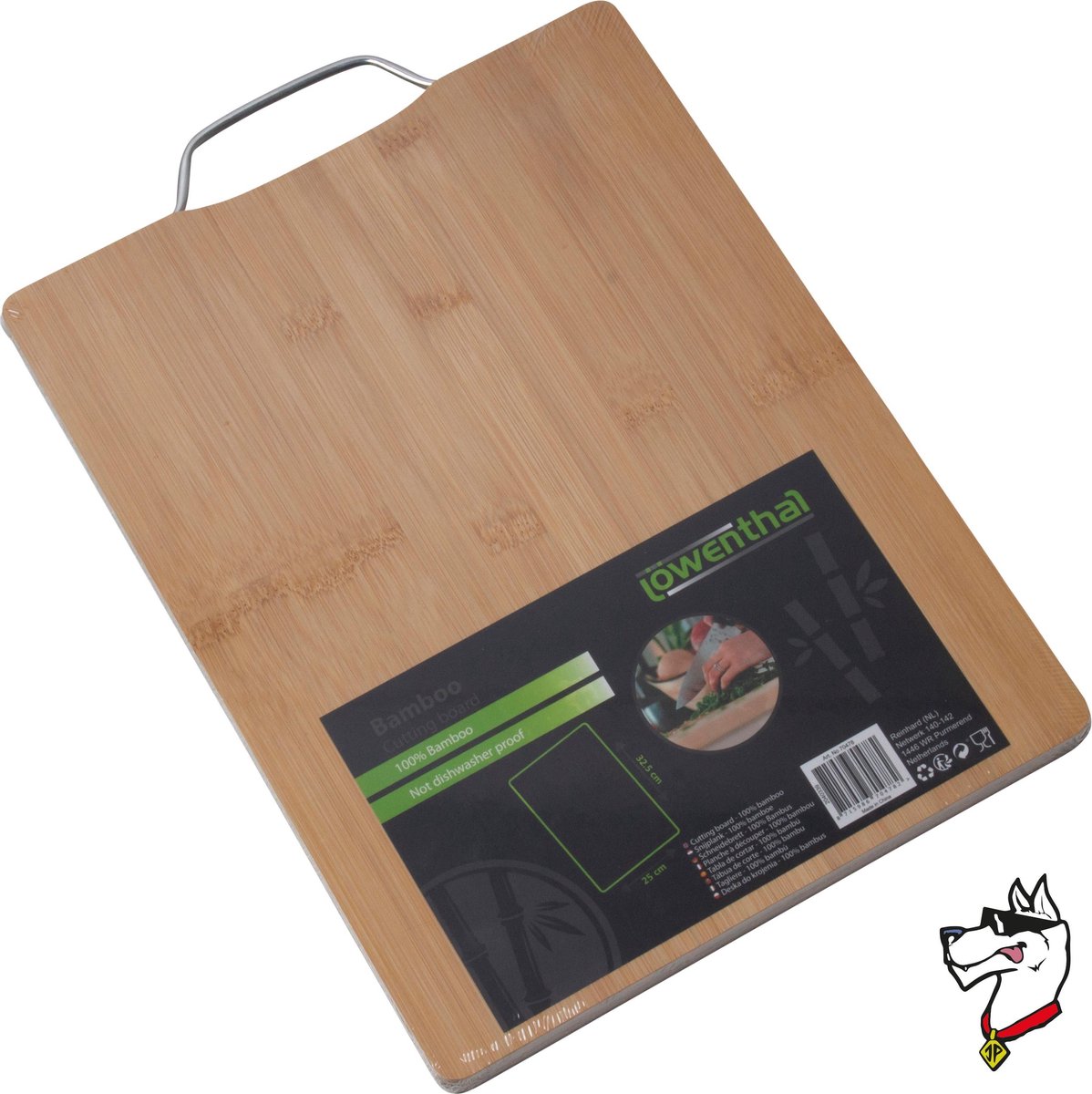 Lowenthal duurzame snijplank - trendy bamboe hout met luxe handvat 32.5 x 25 x 1.9cm