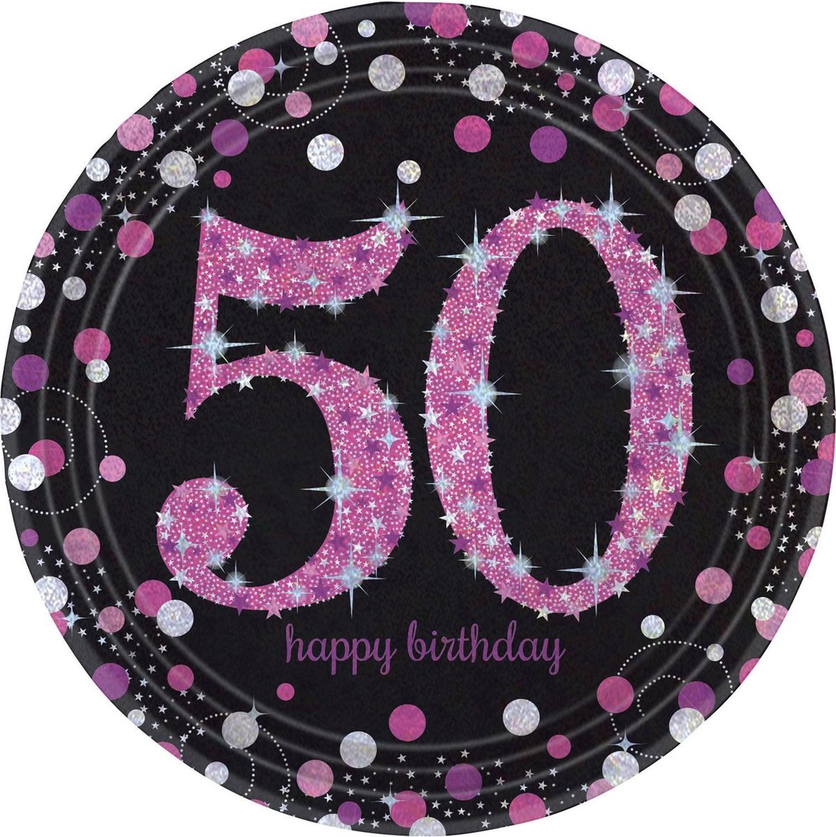 Amscan Feestborden 50 Jaar Zwart/roze 22