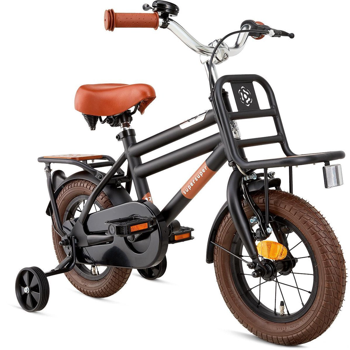 SuperSuper Cooper Bamboo Jongensfiets 12 inch - Mat Zwart