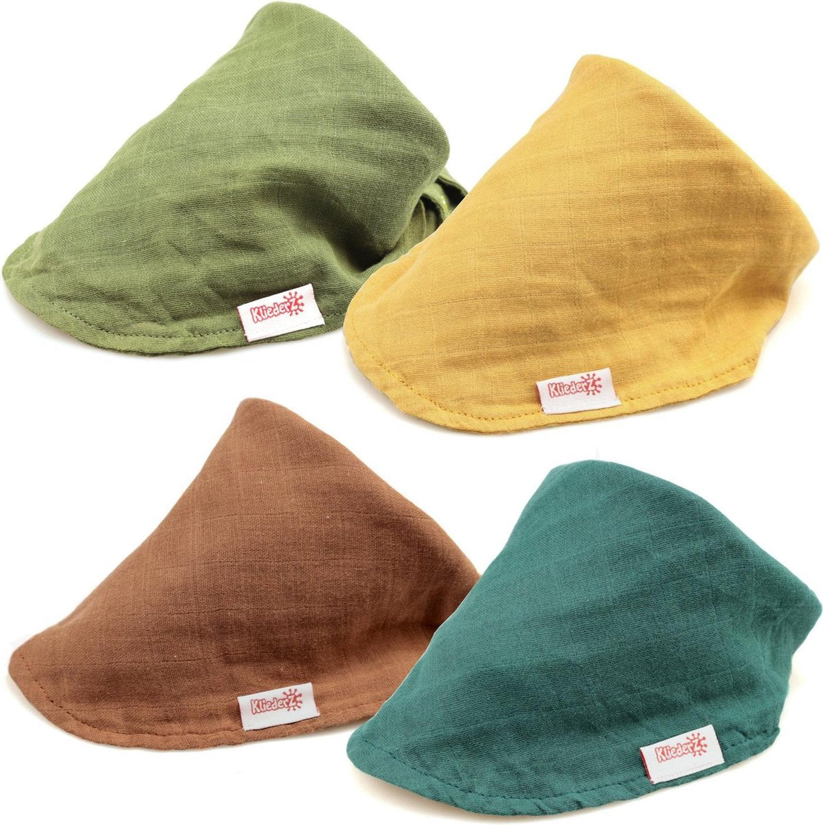 KliederZ Hydrofiele Baby Slabbetjes jongen ‘WATER’ | Katoenen stoffen zeverslabbers | bandana babyslab set van 4 | MB04