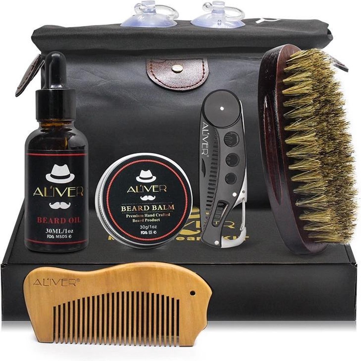 Baard verzorging set aliver Baard set baard kam olie - Inclusief handige opbergtas