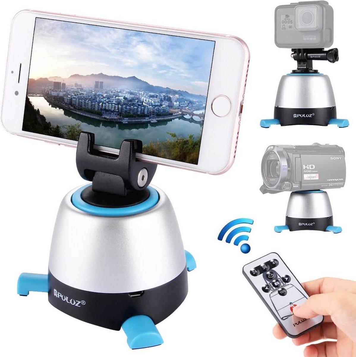 PULUZ Elektronische 360 â€‹â€‹graden rotatie panoramakop met afstandsbediening voor smartphones