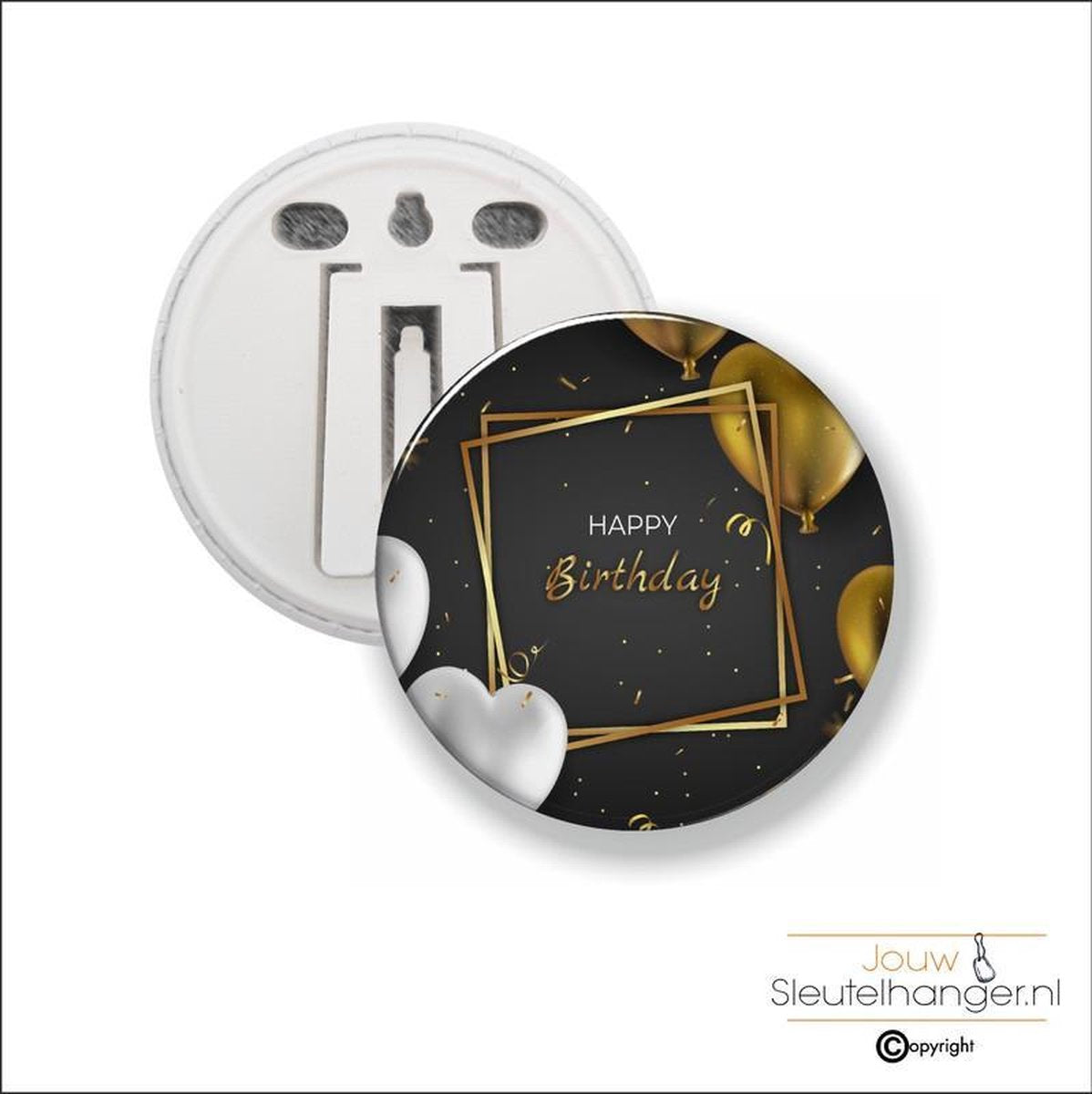 Button Met Clip 58 MM - Happy Birthday