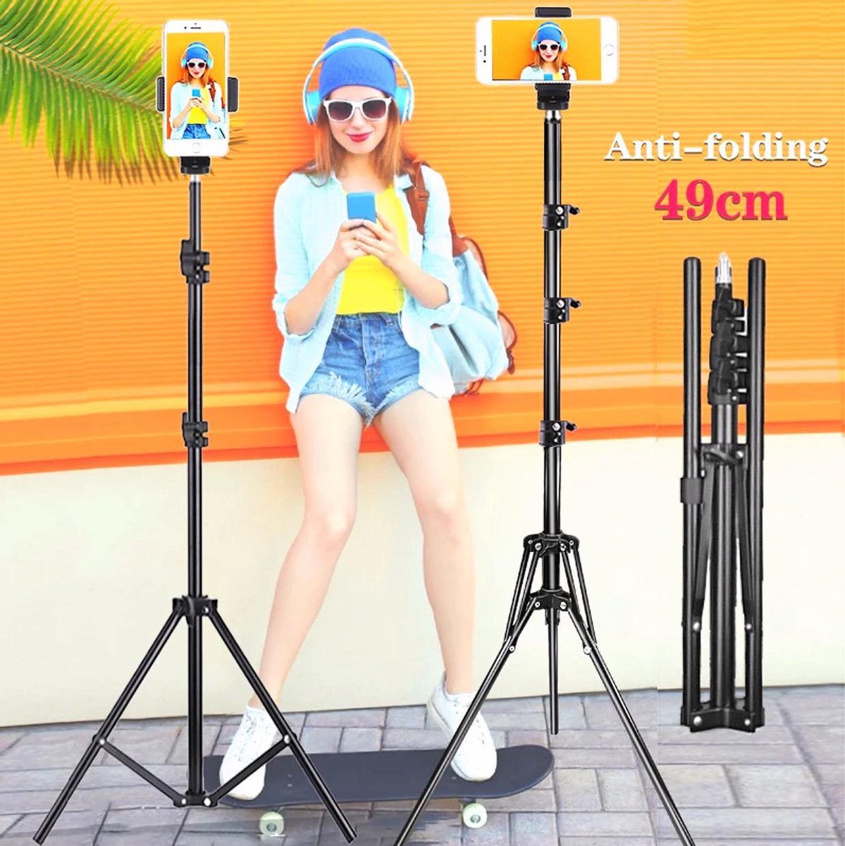 Tripod Camera Statief 180 Cm + Telefoonhouder
