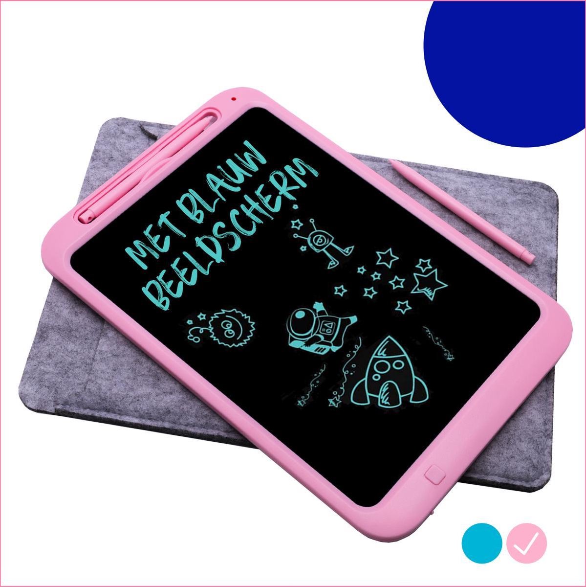 Must-Have for Kids® | LCD Tekentablet Kinderen "Roze" 12 inch - Met Hoesje & Extra Pen - Speelgoed Meisjes & Jongens - Schrijfbord - Tekenbord - Leren Schrijven - eWriter - Writing Tablet - Tablet Kinderen