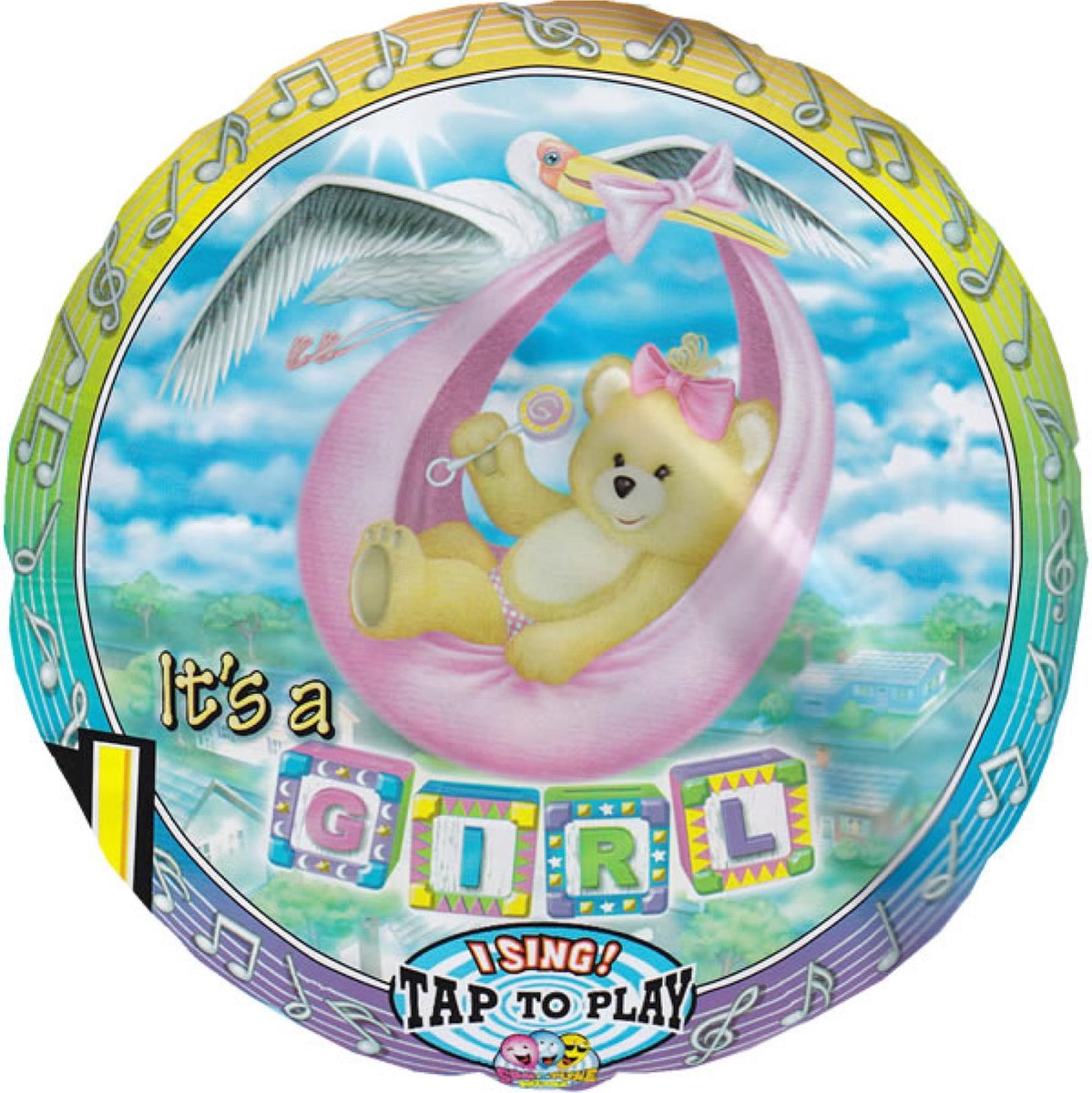 Folieballon - It's a girl - Met muziek - 71cm - Zonder vulling