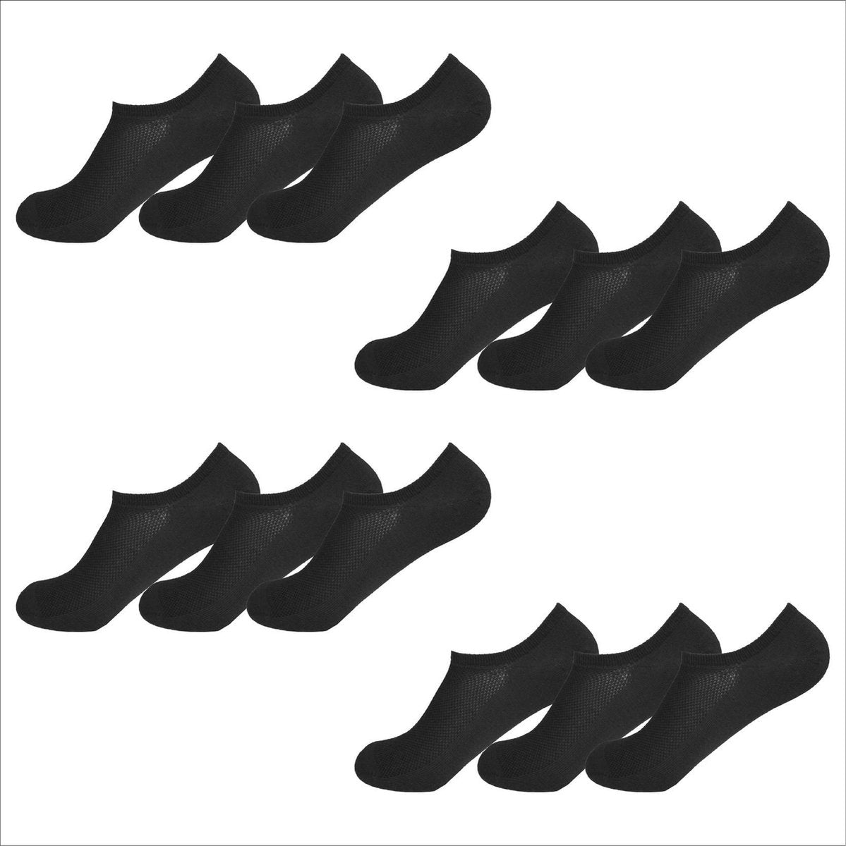 Gianvaglia Heren Sneaker Sokken 12-pack - Zwart - Maat 43-46 - Korte Sokken