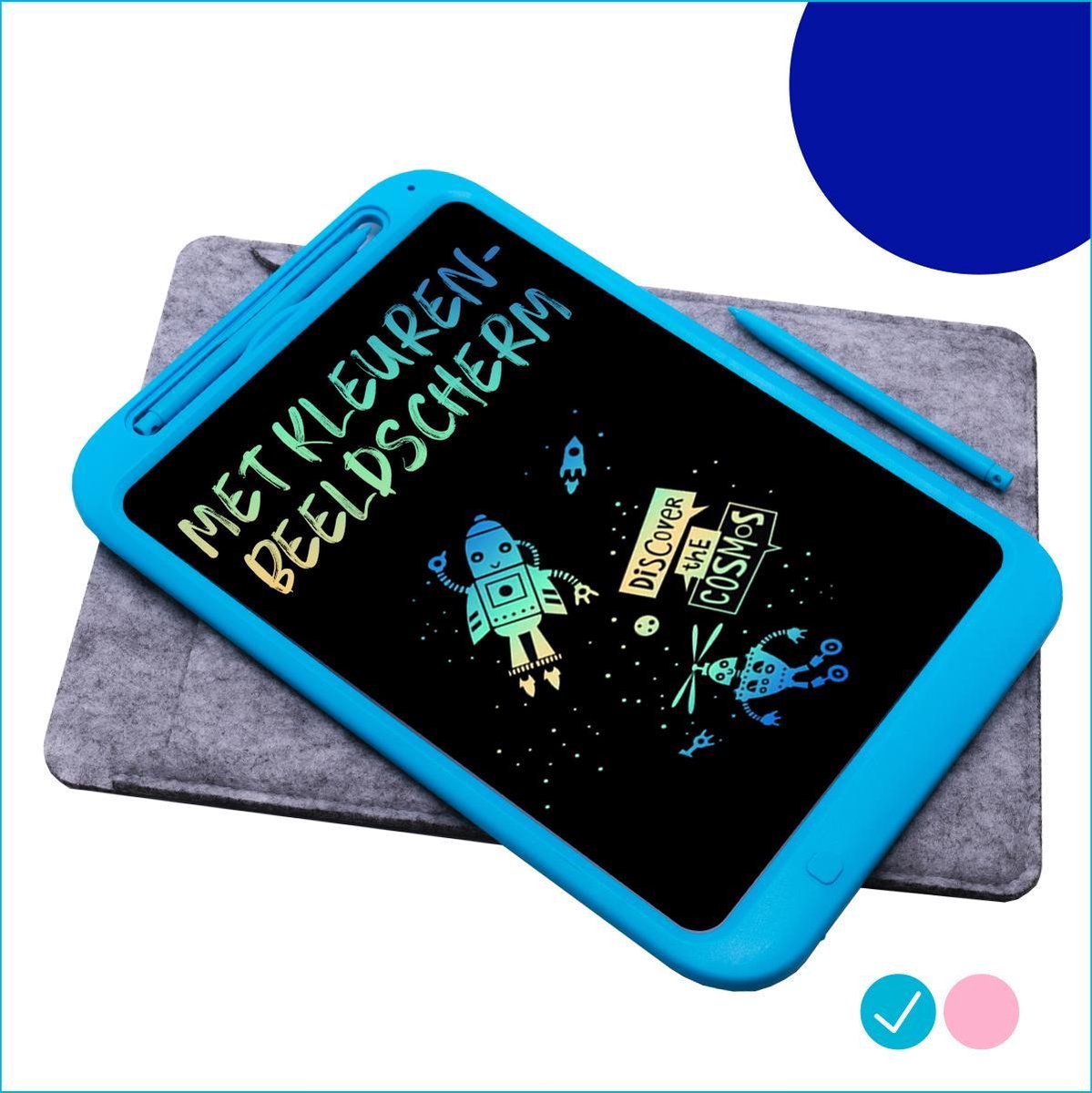 Must-Have for Kids® | LCD Tekentablet "Blauw" 12 inch - Met Hoesje & Extra Pen - Kleurenscherm - Speelgoed Jongens & Meisjes - Kids Tablet - Tekenset