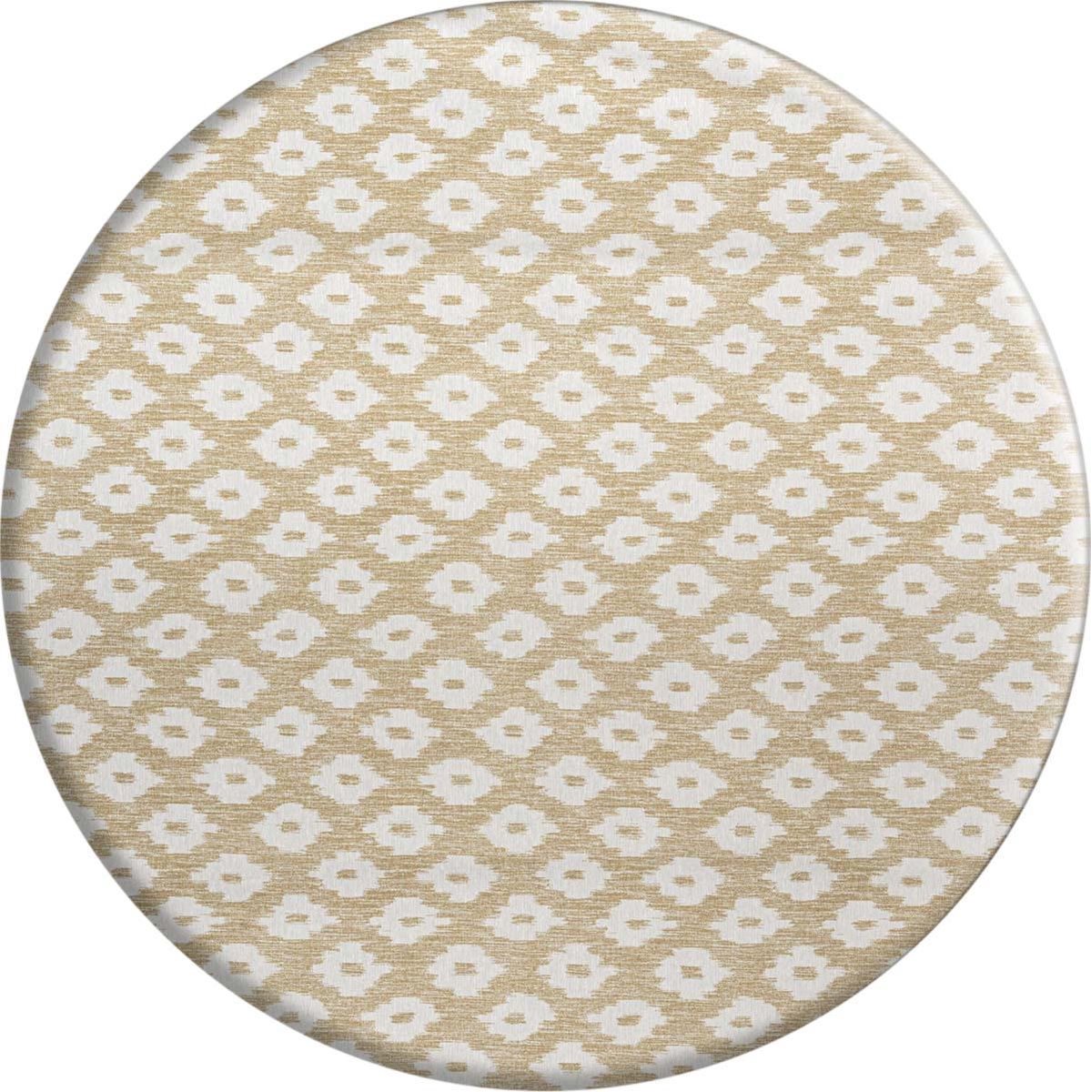 MixMamas Rond Tafelkleed Gecoat - Ø 160 cm - Etnische Ruit - Taupe