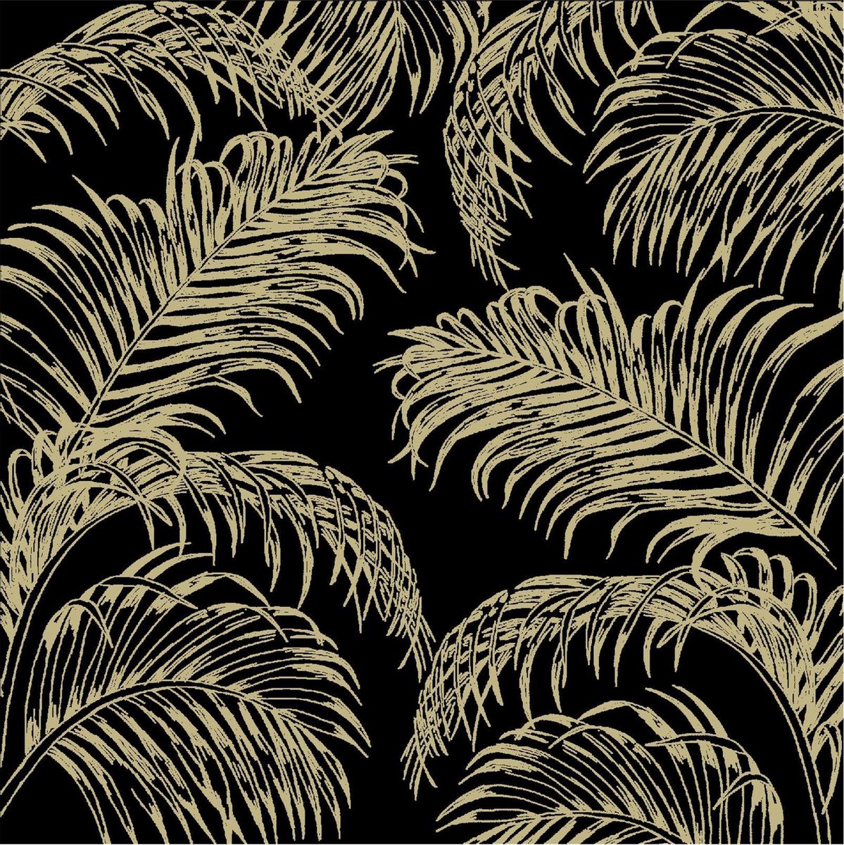 J-Line Pak 20 Servetten Palm Bladen Papier Zwart/Goud Small