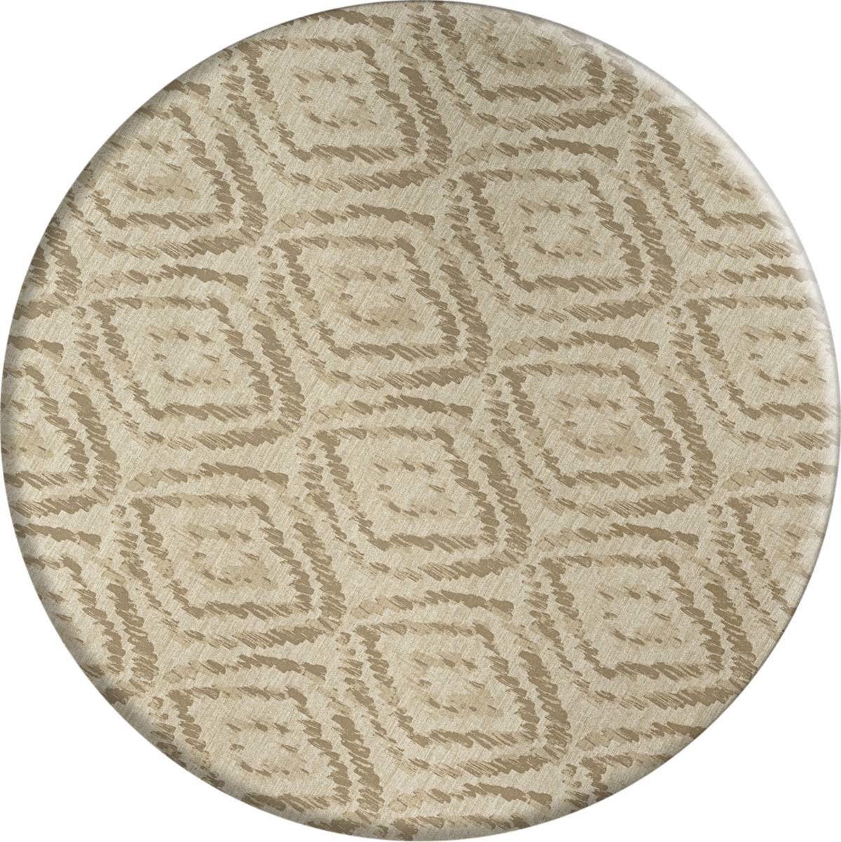 MixMamas Rond Tafelkleed Gecoat - Ø 160 cm - Grote etnische ruit - Zand