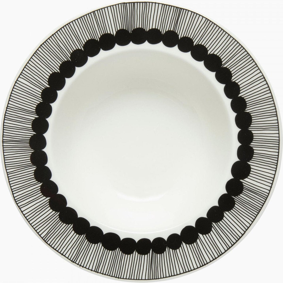 Marimekko - Oiva Siirtolapuutarha - Diep Bord - 20cm - Wit-Zwart
