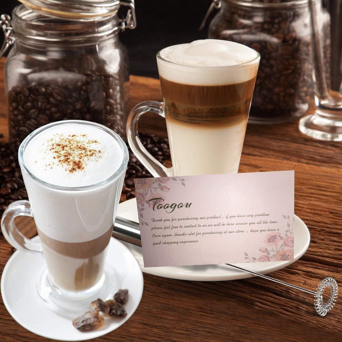 Toogou Melkopschuimer Handbediende batterij-aangedreven elektrische schuimmaker voor koffie Latte Cappuccino Hete chocolade Aerolatte - 2 x AAA-batterijen niet inbegrepen