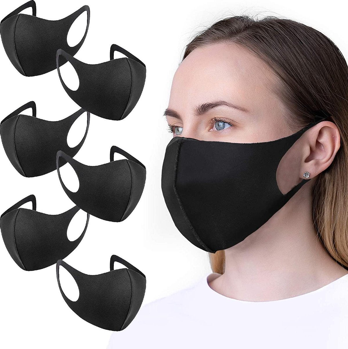 6x FASHION Mondkapje - ZWART - Mondmasker - Wasbaar - Mondkapjes - Black - Facemask - Mouth mask - Herbruikbaar - Adembescherming - Mannen