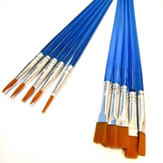 Gadgetpoint | Verfkwasten | Penselen | Kwastjes | Schilderen | Verven | Knutselen | Set van 10 | 5st plat & 5st pointed | Blauw
