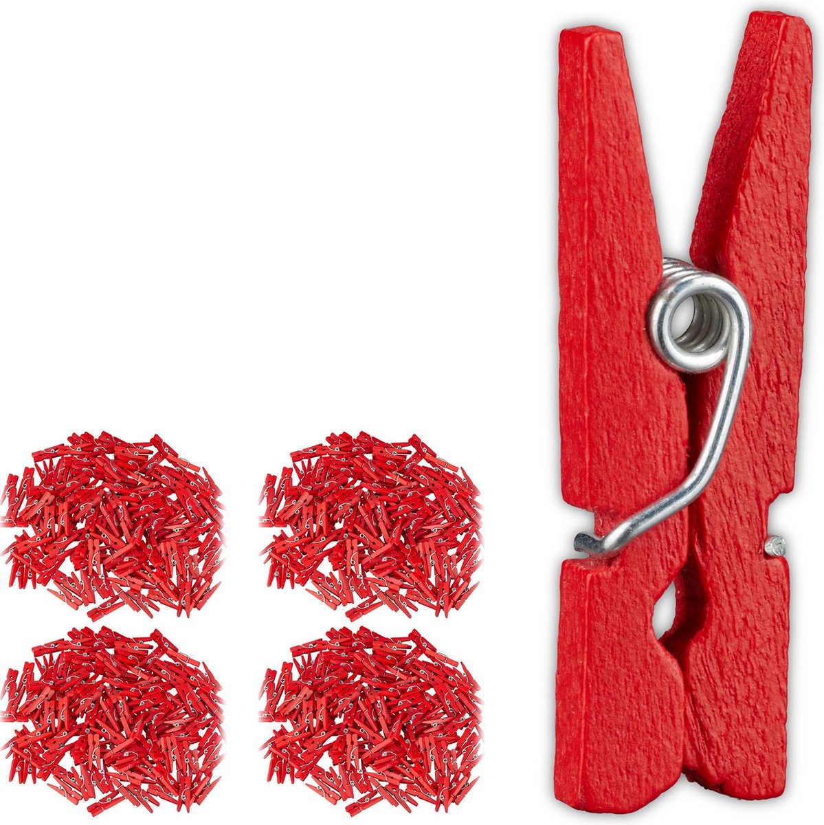 relaxdays 576x mini knijpers - houten knijpers - knijpertjes - wasknijpers - rood