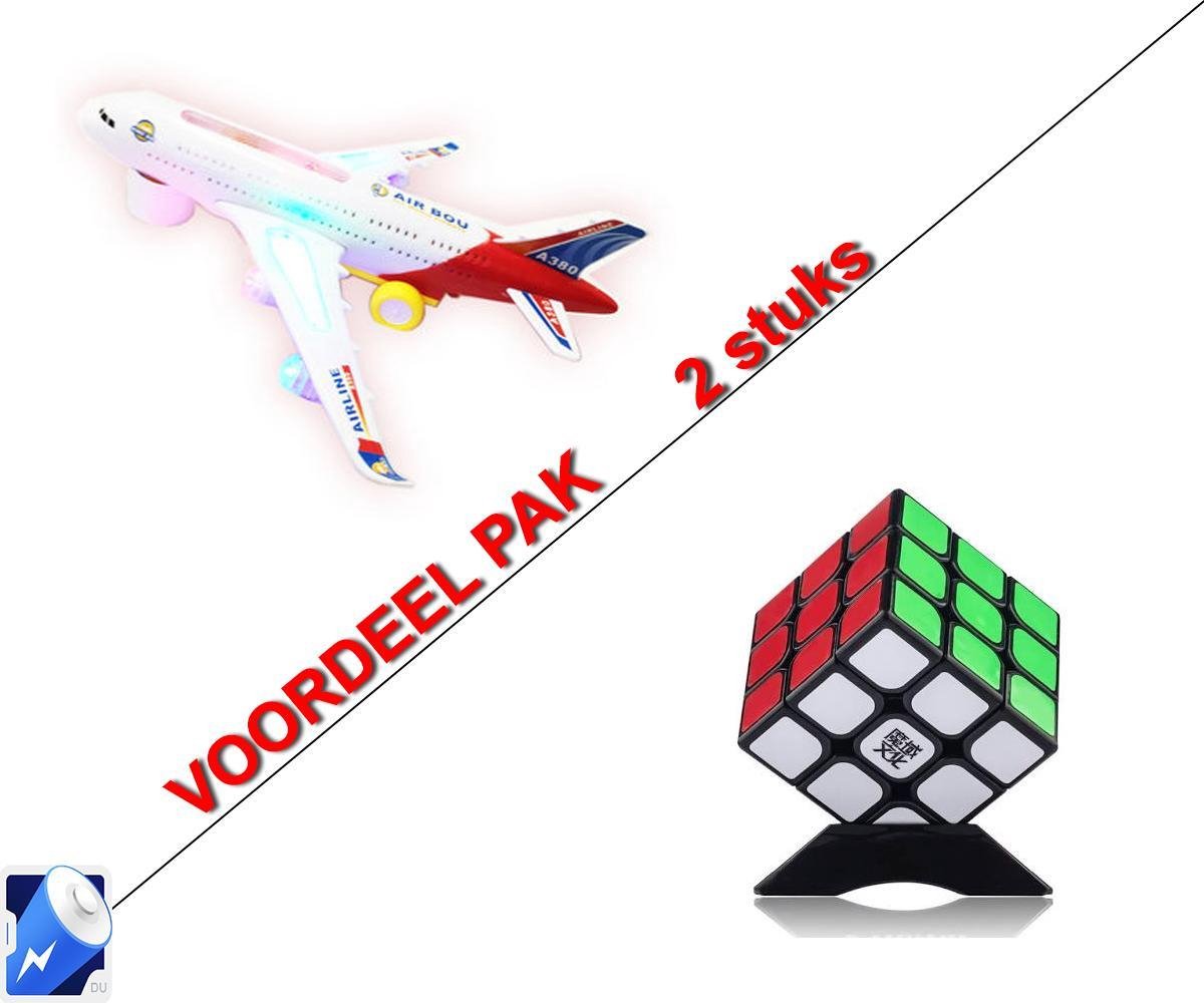 Airbus A380 vliegtuig + Breinbreker breinbreker kubus  3x3x3 (voordeel pak van 2 stuks)(incl. batterijen)