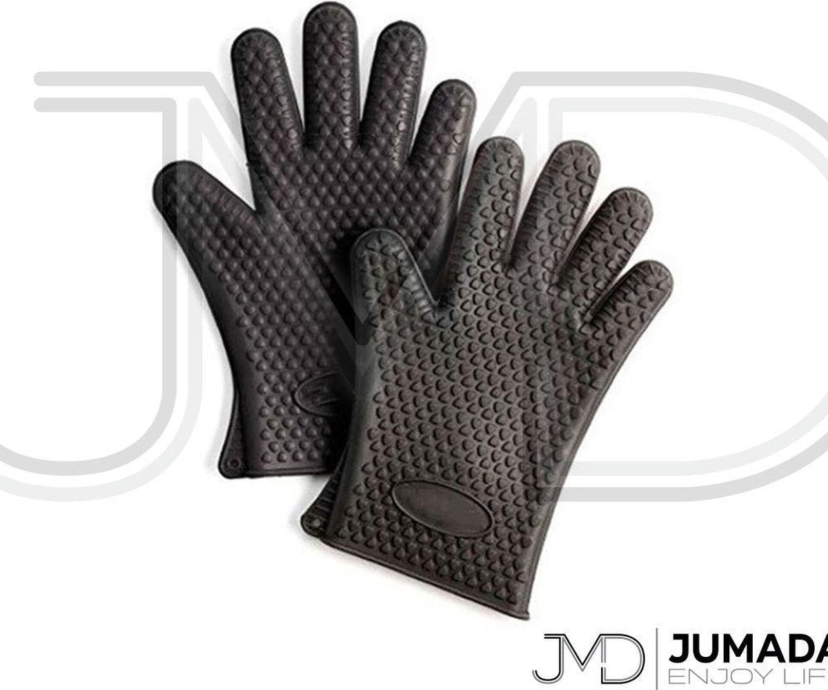 Hittebestendige Siliconen Ovenwant - Antislip BBQ & Keuken Handschoenen - 2 Stuks - Zwart