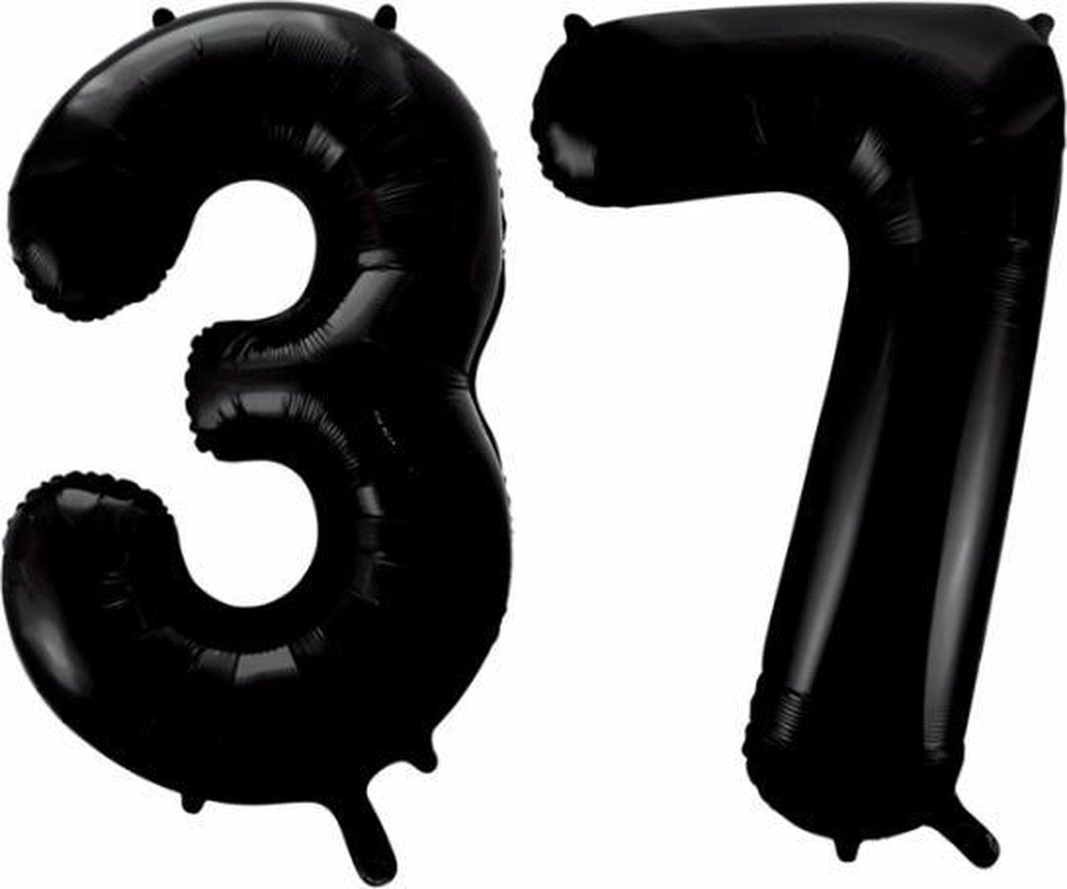 Folieballon 37 jaar zwart 86cm