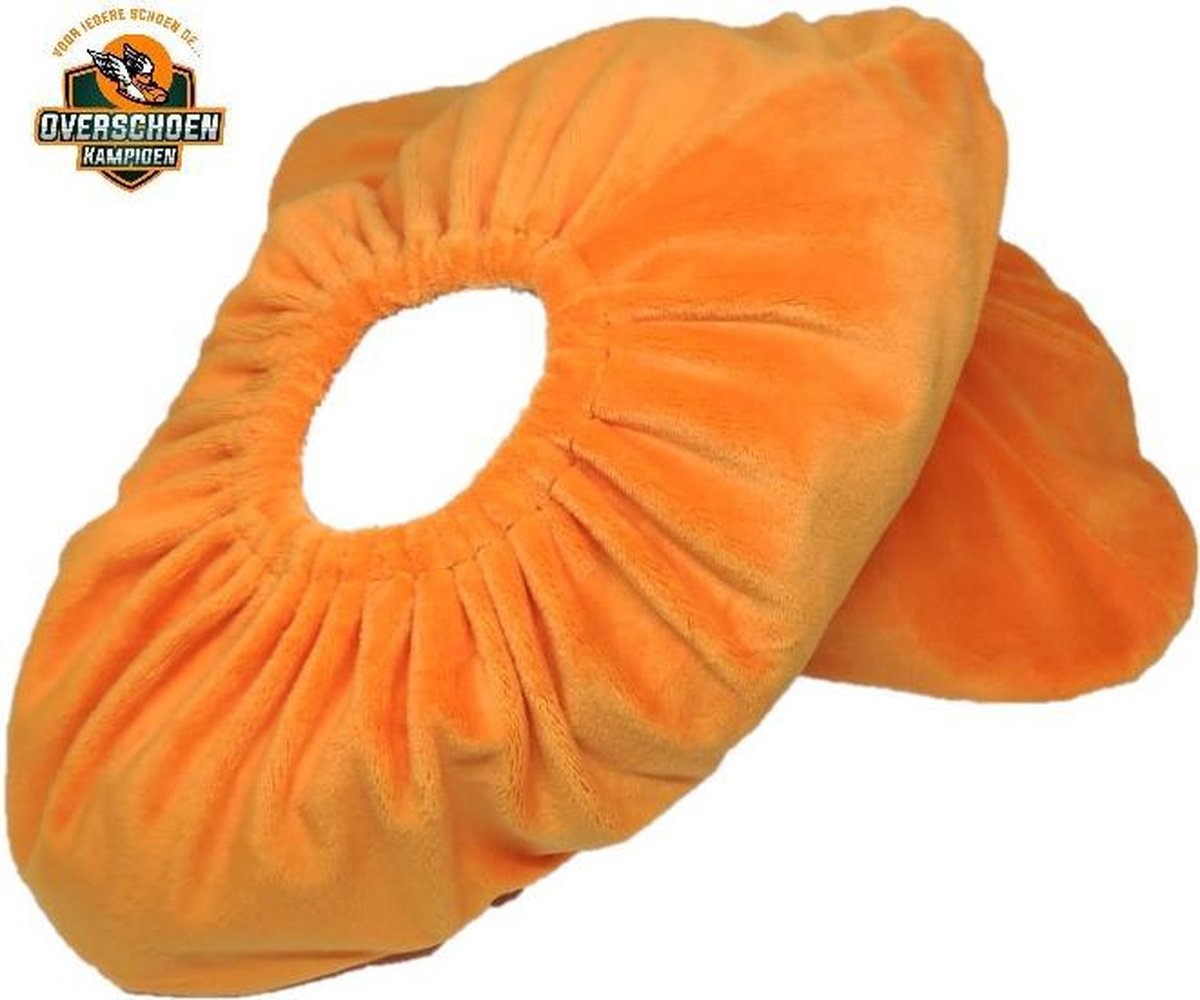 2 Paar Oranje overschoenen / schoenovertrek / sloffen lekker zacht velours antislip maat 37-42