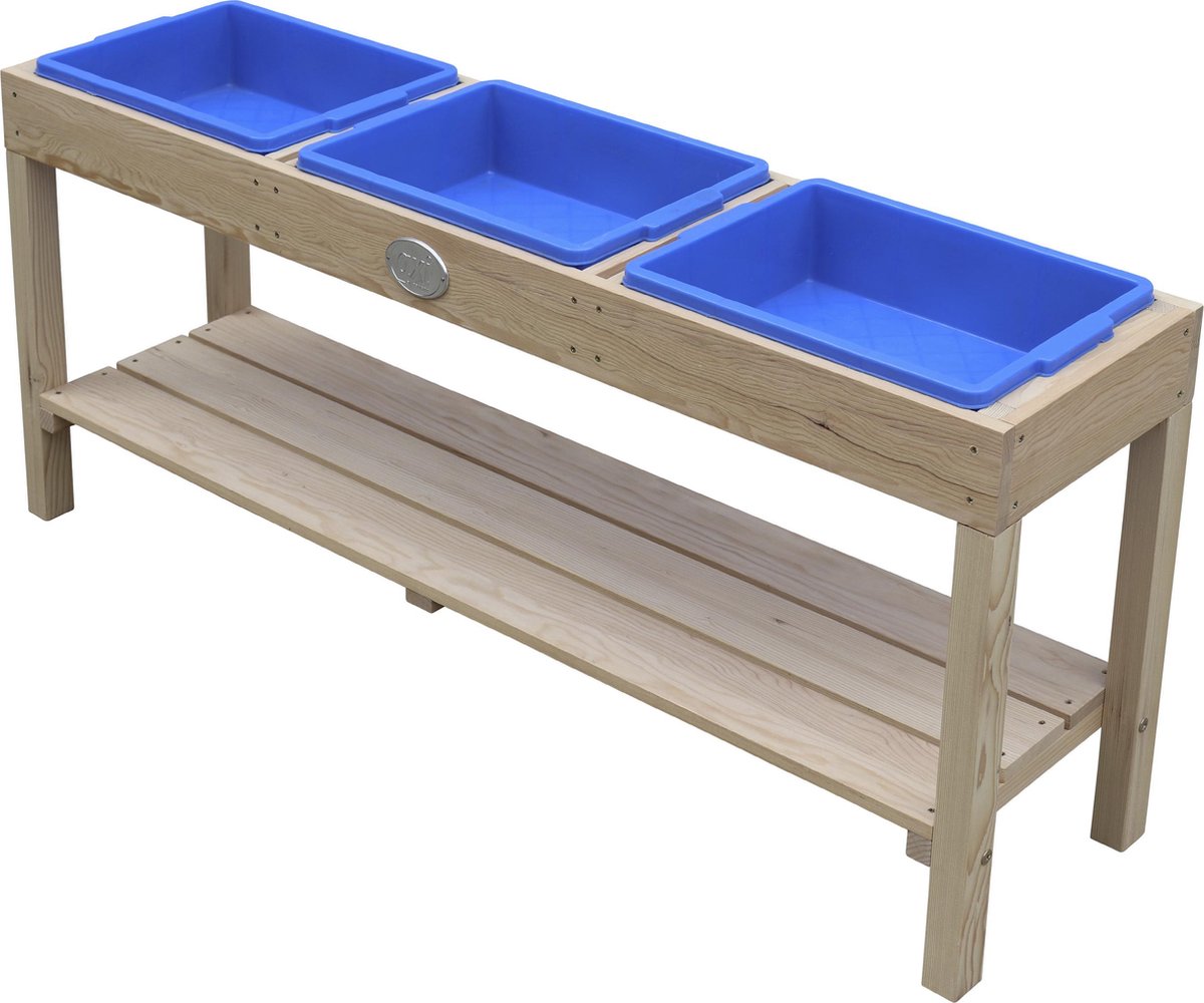 AXI Activiteiten Tafel met 3 blauwe bakken Naturel Bruin - Multi-inzetbare kindertafel voor diverse activiteiten
