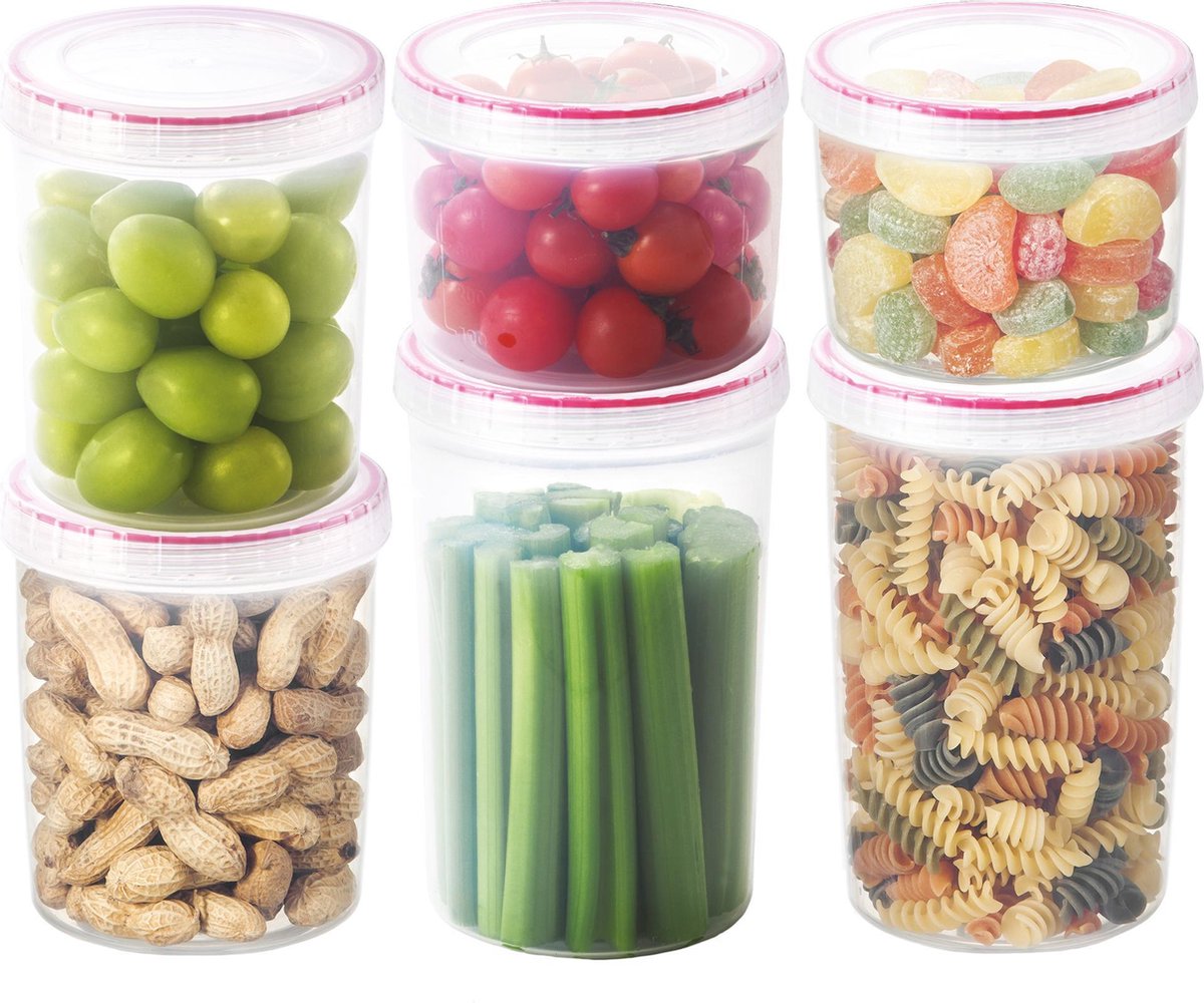 Lock&Lock Twist Vershoudbakjes | Voorraadbussen | Bewaardozen voedsel – Set van 6 stuks – Rond