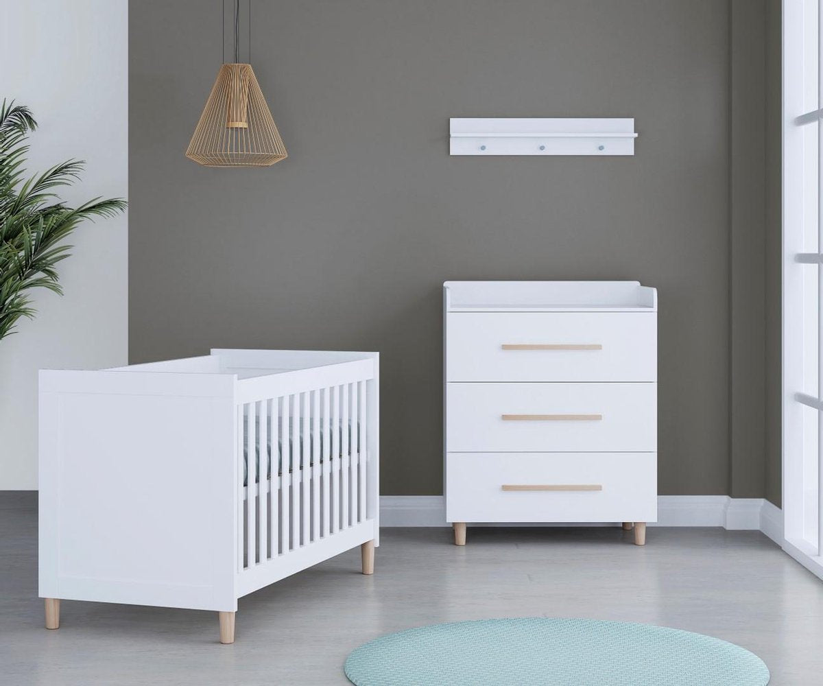Cabino Babykamer Stockholm - Babybed & Commode - Verstelbare bodem