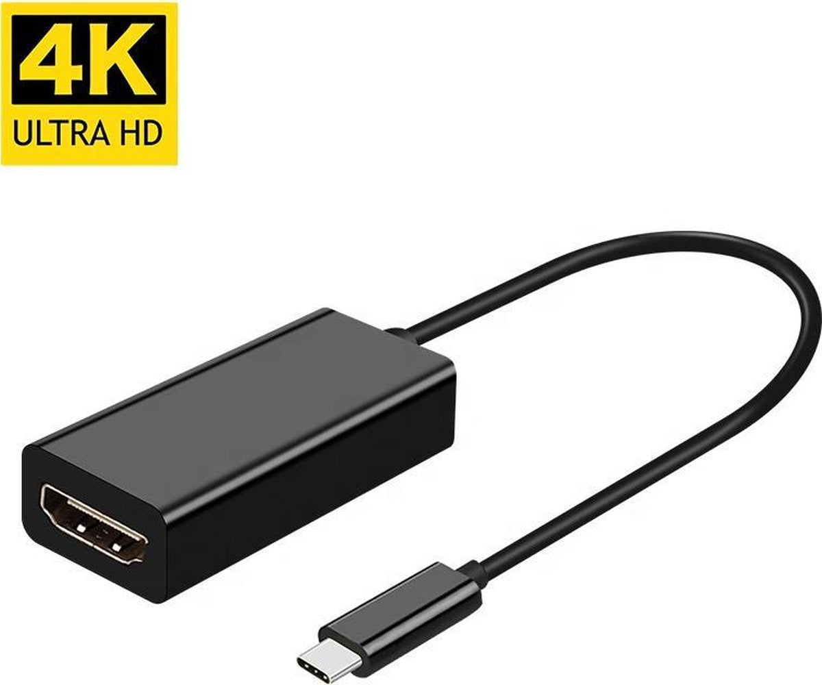 Usb C Naar HDMI Adapter | USB-C HUB 4K | Type-c to HDMI Converter | Apple Macbook Air/Pro | Huawei | HP | Dell XPS | Lenovo | Chromebook | Zwart | A-KONIC©