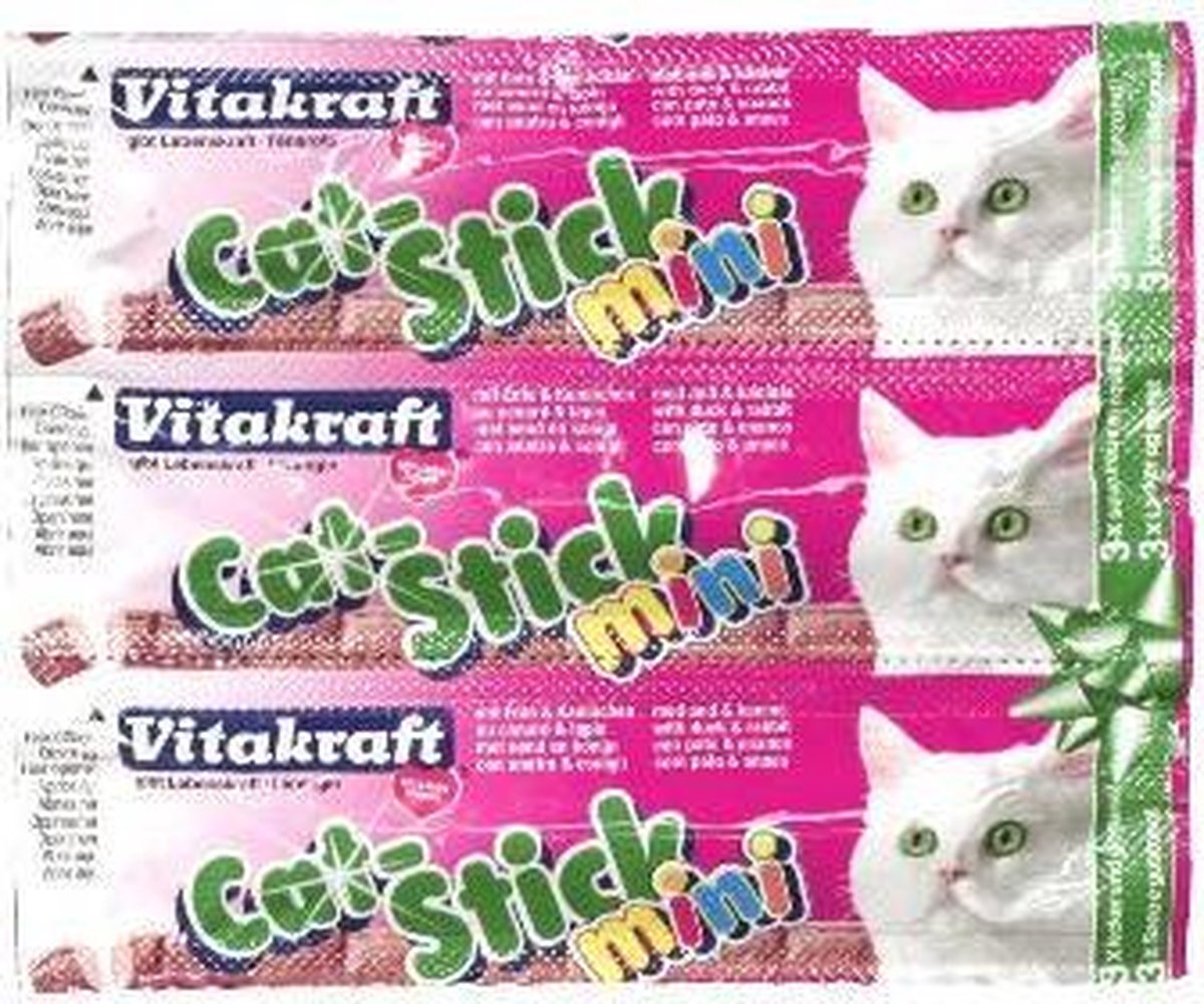 Vitakraft cat-stick mini eend met konijn - 3 st - 1 stuks