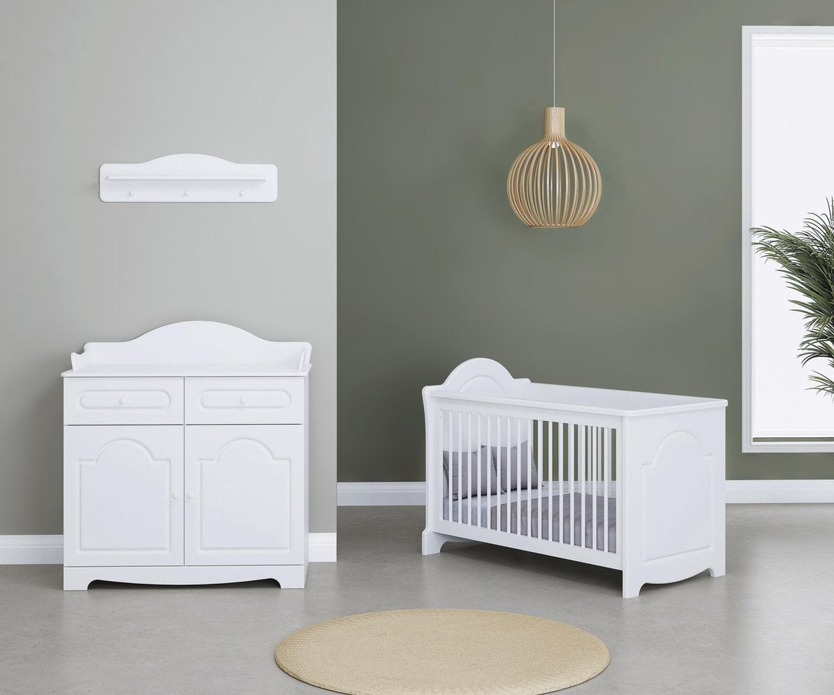 Cabino Babykamer Daphne 2-delig - Babybed & Commode - Verstelbare bodem - Wit
