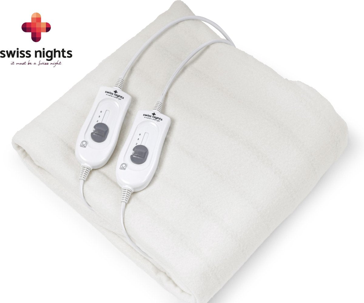 Swiss Nights Elektrische Onderdeken - 140x160 - 2 Temperatuurregelaars - Tweepersoons - Wit