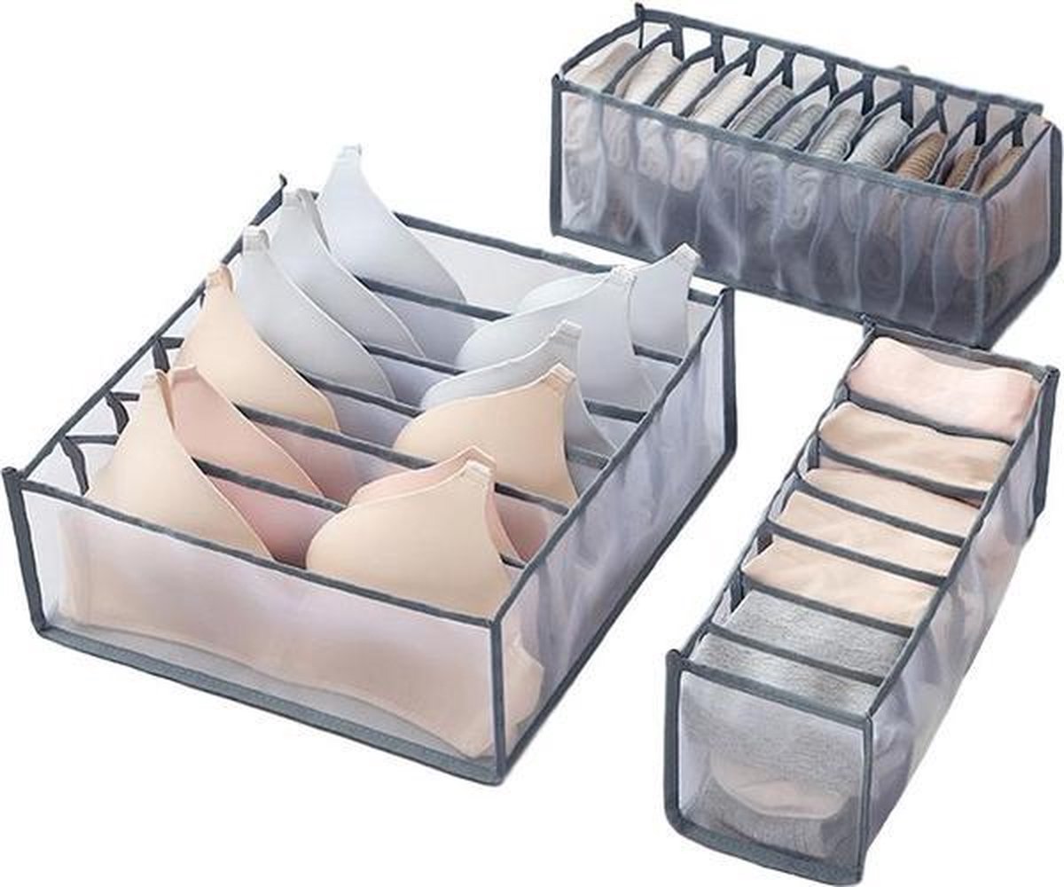 Kleding Organizer - Set van 3 stuks - Grijs