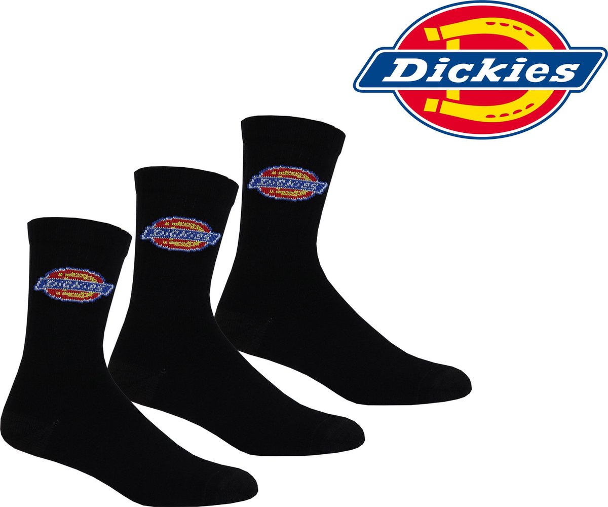 DICKIES SOKKEN - DICKIES Premium fit sportsokken (Big Logo) - 43/46 - zwart - 3 paar