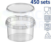 450 x Ronde plastic bakjes rond - 280 ml (ø95mm) - Transparant met deksel