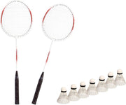 Badminton rackets set rood/wit met 7x shuttles en opbergtas - 3 sterren kwaliteit