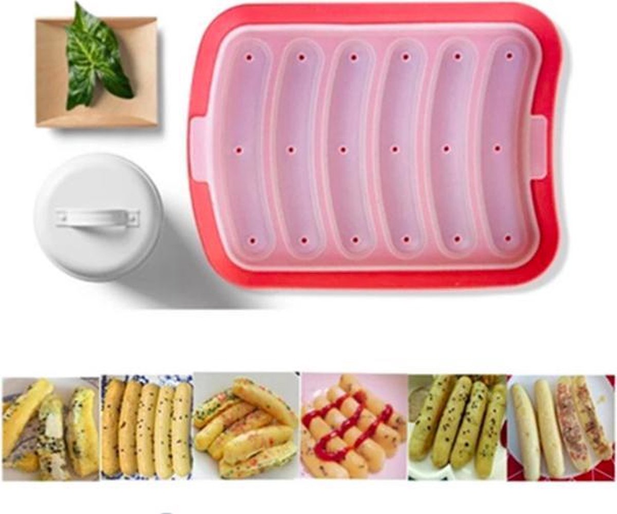 ProductGoods - Siliconen Bakvorm Worsten Maken - 2 Delige Set - Kleur Rood
