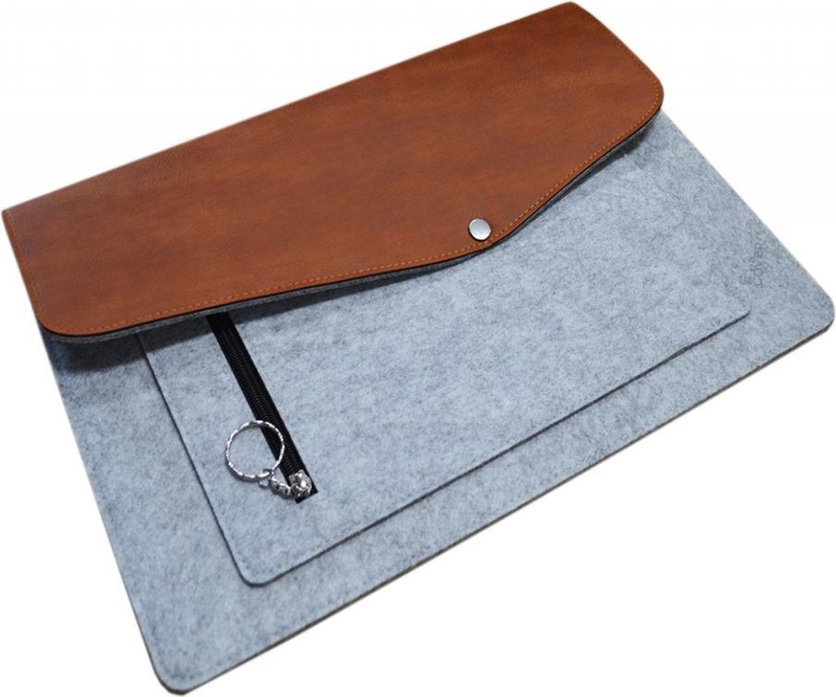 Stevige luxe Laptop Sleeve 15.6 inch Vilt & PU leer (13.3 / 14 / 15 inch-15.4 tot 15.6 inch tas)