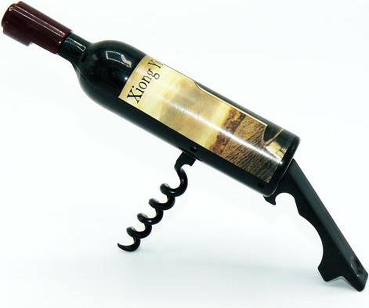 Kelnersmes Wine Edition – Sommeliersmes – Kurkentrekker Wijn – Wijn Opener – Bier Opener – Flesopener – RVS en Kunststof – Zwart