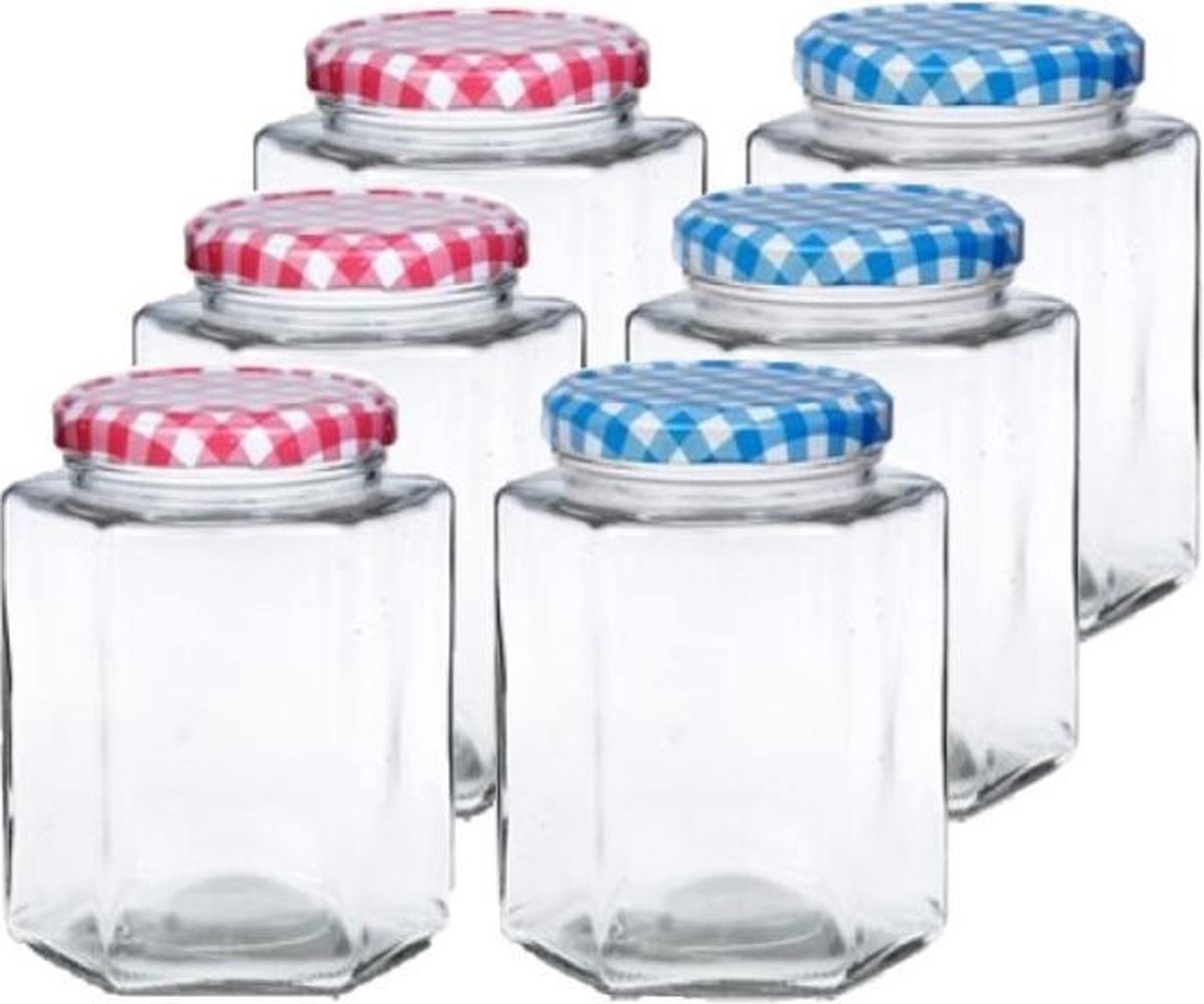 Set van 12x stuks glazen weckpotten/inmaakpotten met schroefdop 450 ml - Jampotjes met draaideksel - Voorraadpotten met draaidop