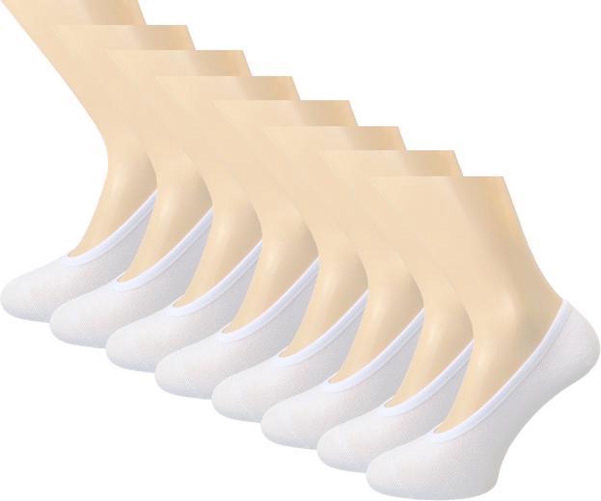 8 paar Footies - SQOTTON - Platte naad - Wit - Maat 35-38