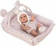 Arias baby pop blank NATAL 33 cm roze en pastel print