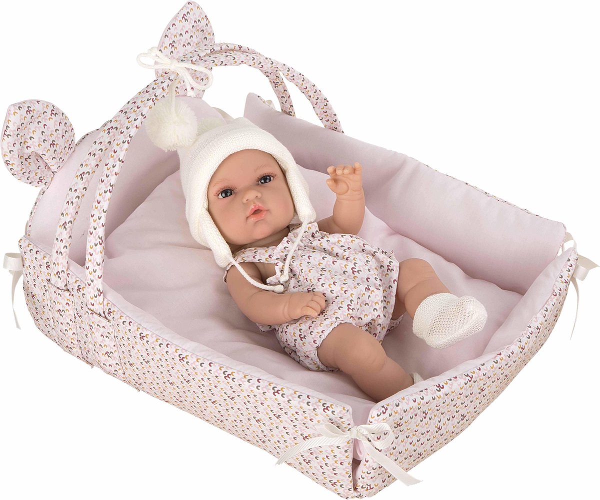 Arias baby pop blank NATAL 33 cm roze en pastel print