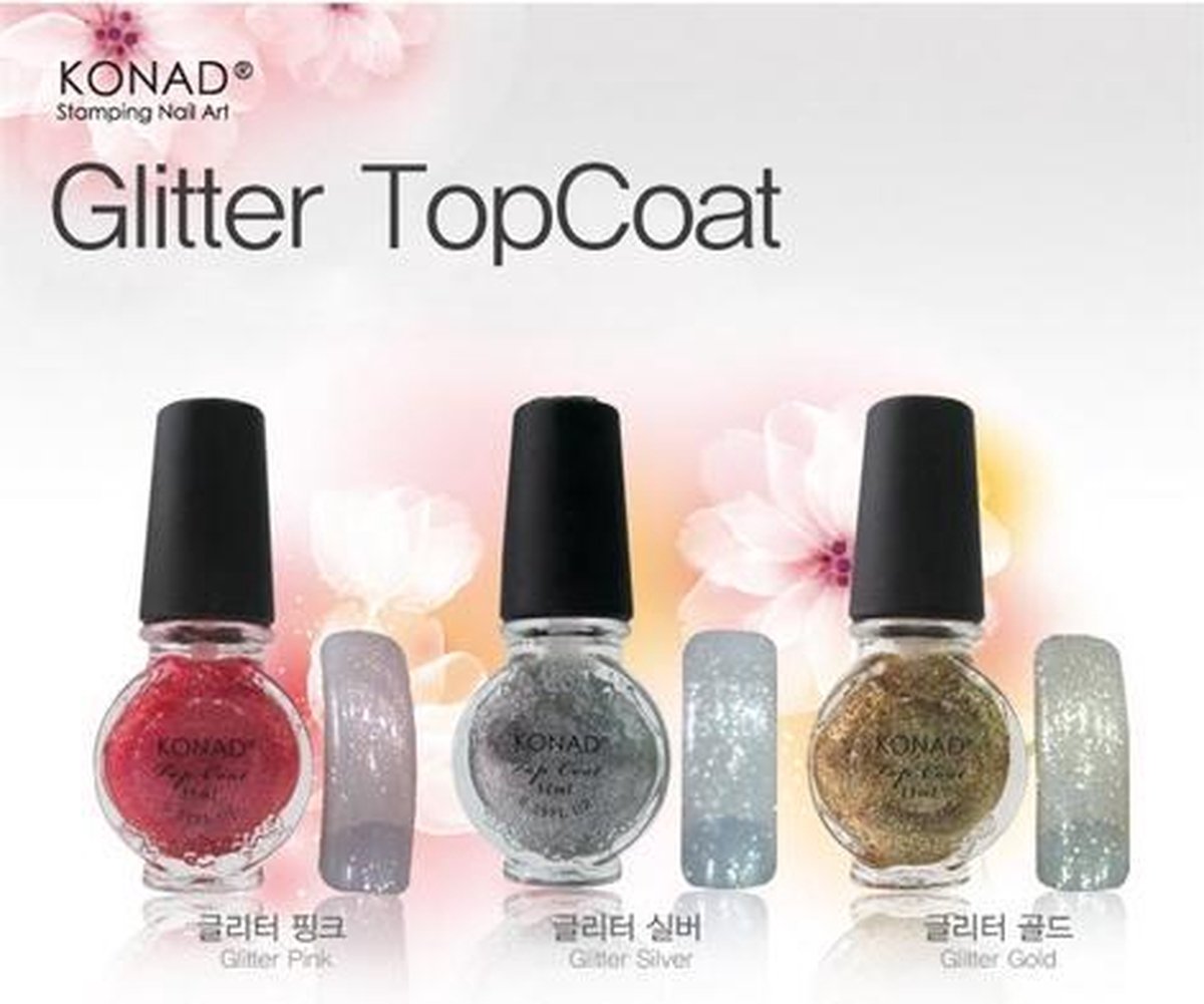 KONAD Glitter topcoat 'PINK GLITTER'