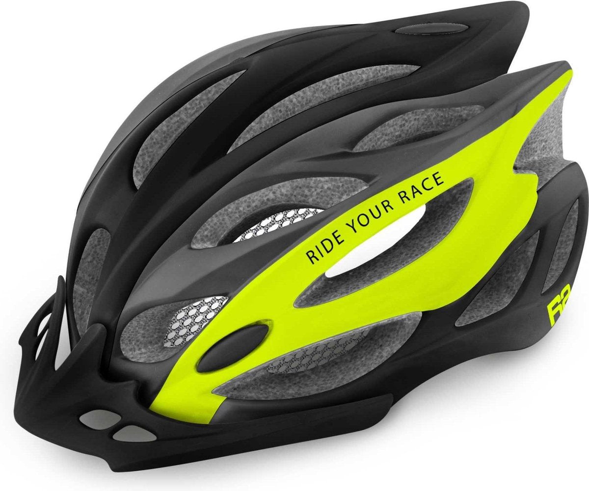 R2 Wind Fietshelm Zwart Geel M