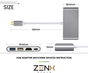 ZenXstore™ Usb c Hub 6 in 1 met  6 ports 4K / HD-MI / USB 3.0/  5Gbps/  Razendsnel Geschikt voor Macbook/ Surface / DeLL/ Ipad en nog meer