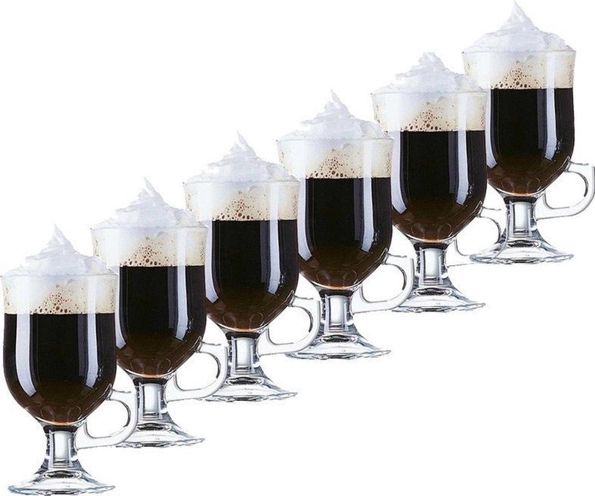 6x Irish Coffee glazen Opal transparant 240 ml - Koffie glazen hardglas 240 ml