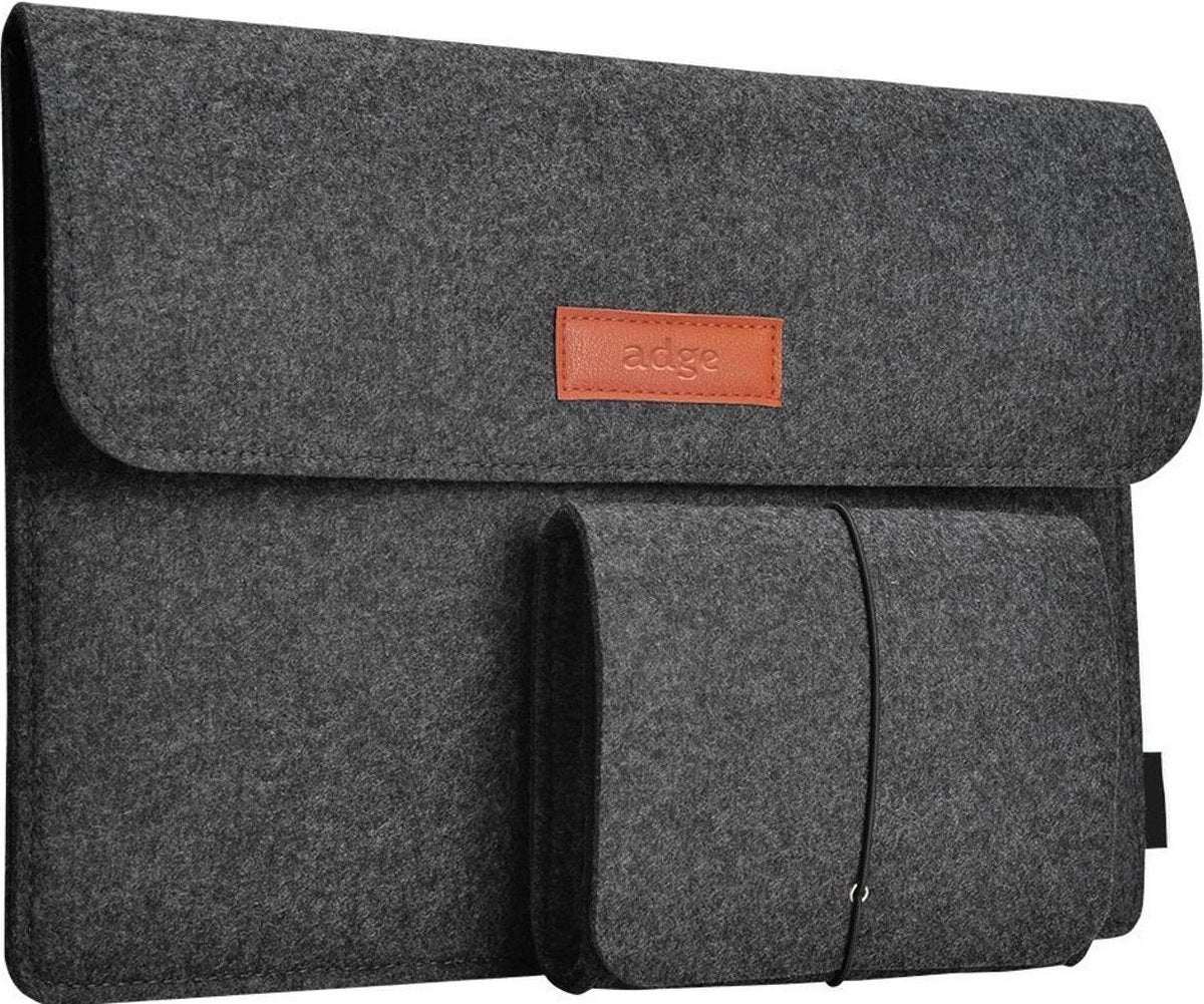 Laptop Vilten Soft Sleeve set Voor de Apple Macbook Air / Pro (Retina) 13 Inch - Bescherming Cover Hoes - 13.3 Laptop Case - Bescherming Cover Hoes - Donker Grijs - Adge