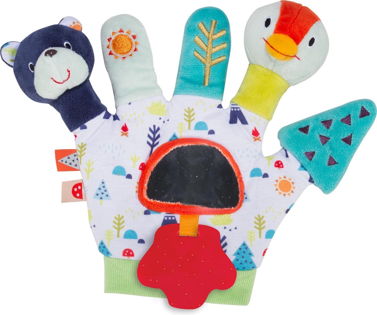 Imaginarium Mano Marionet TEDDY en TWEET - Handschoen om met Baby te Spelen - Vrolijke Speelhandschoen met Spiegeltje