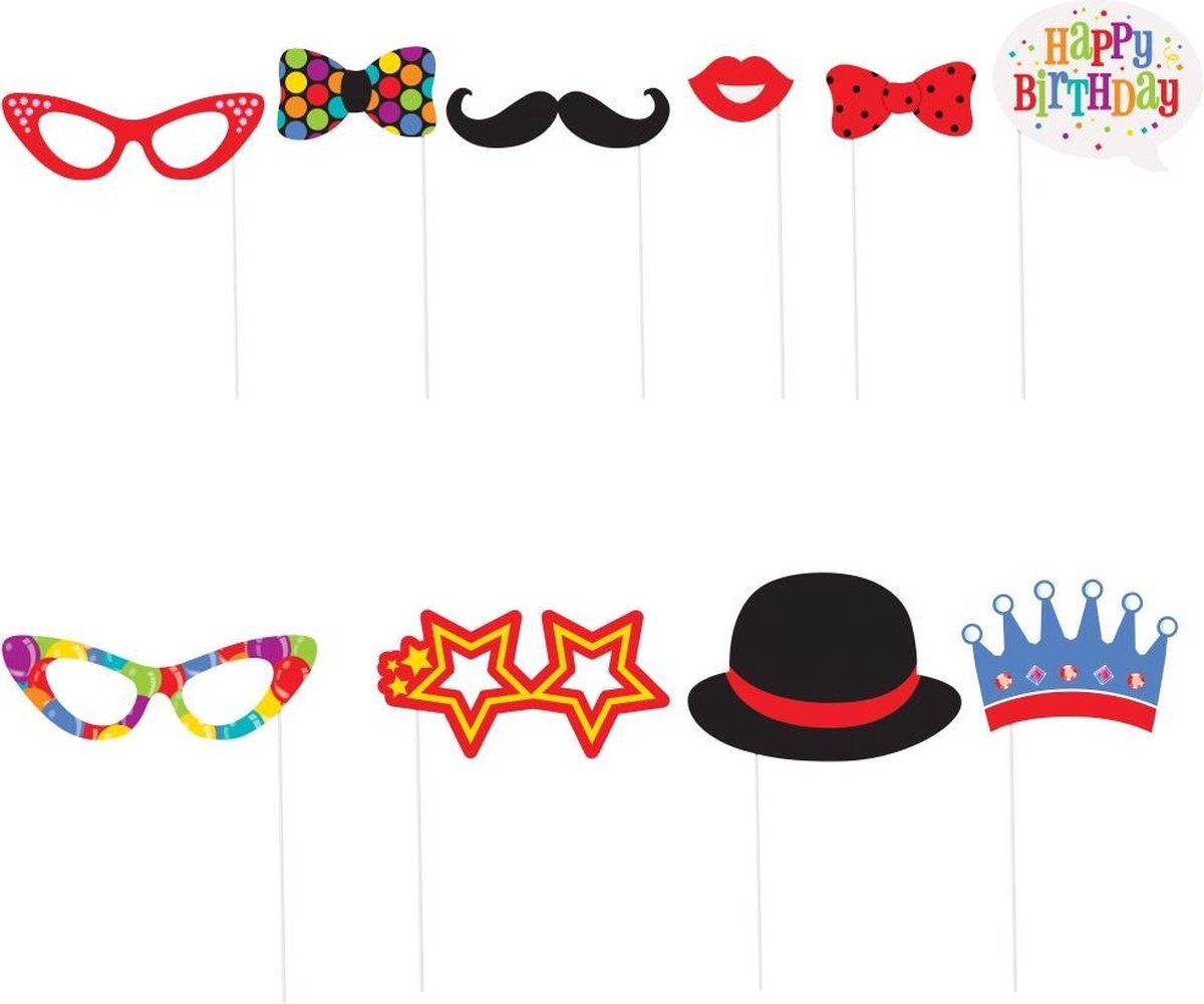 Photo Booth Props - Confetti Birthday - 10 stuks